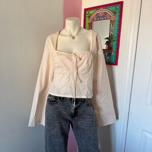 Peachy Wild Fable Long Sleeve Top with Tie Detail